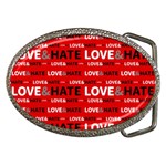 Love And Hate Typographic Design Pattern Belt Buckles