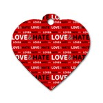 Love And Hate Typographic Design Pattern Dog Tag Heart (One Side)