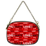 Love And Hate Typographic Design Pattern Chain Purse (Two Sides)
