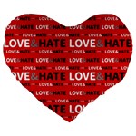 Love And Hate Typographic Design Pattern Large 19  Premium Flano Heart Shape Cushions