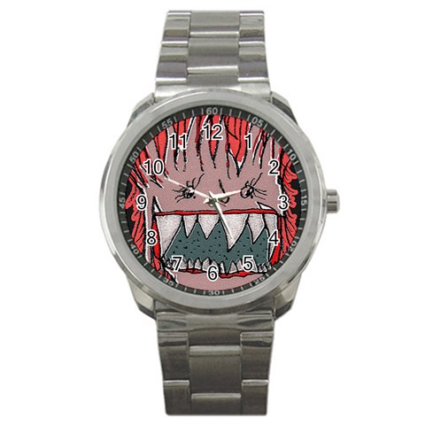 Evil Monster Close Up Portrait Sport Metal Watch from ArtsNow.com Front