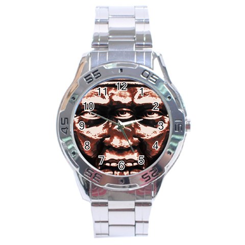Creepy Head Portrait Artwork Stainless Steel Analogue Watch from ArtsNow.com Front