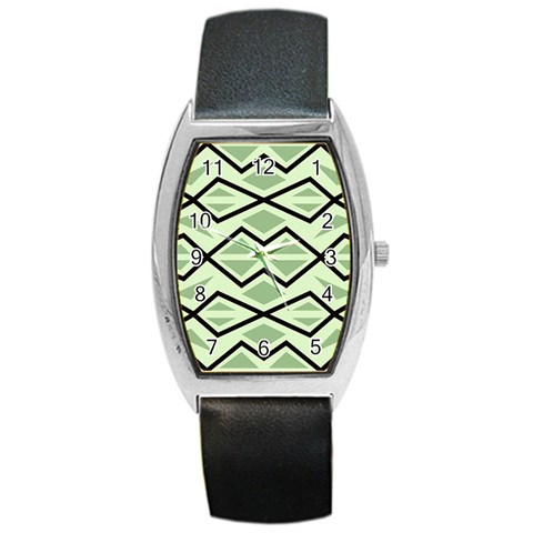Abstract pattern geometric backgrounds Barrel Style Metal Watch from ArtsNow.com Front