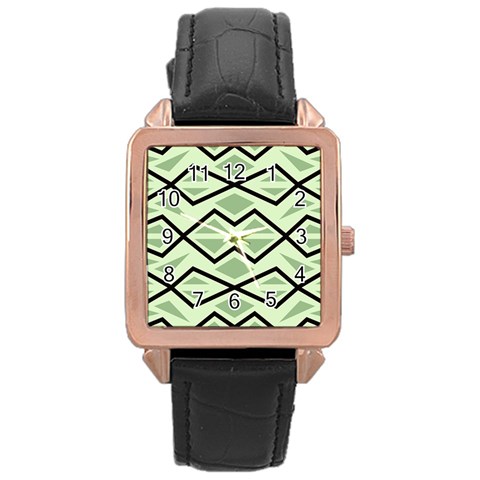 Abstract pattern geometric backgrounds Rose Gold Leather Watch  from ArtsNow.com Front
