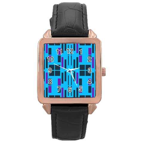 Abstract pattern geometric backgrounds Rose Gold Leather Watch  from ArtsNow.com Front