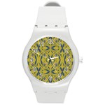 Folk flowers print Floral pattern Ethnic art Round Plastic Sport Watch (M)