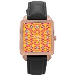 Folk flowers print Floral pattern Ethnic art Rose Gold Leather Watch 