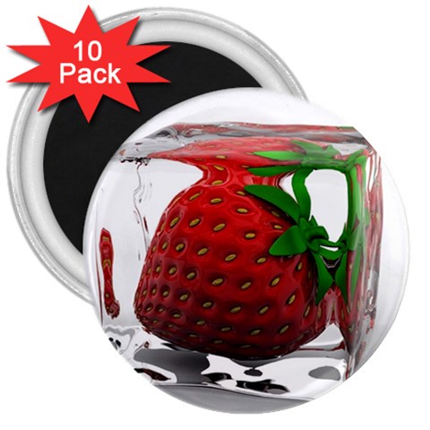 Strawberry Ice cube 3  Magnet (10 pack) from ArtsNow.com Front