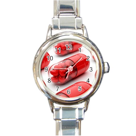 Heart Capsule Round Italian Charm Watch from ArtsNow.com Front