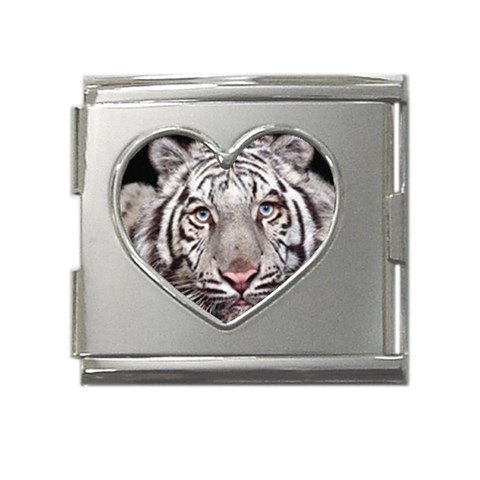white tiger Mega Link Heart Italian Charm (18mm) from ArtsNow.com Front