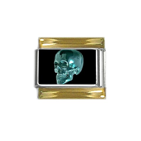skull graphic Gold Trim Italian Charm (9mm) from ArtsNow.com Front