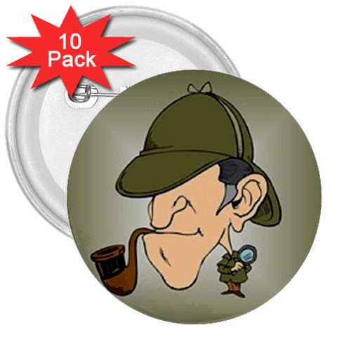 sherlock homes 3  Button (10 pack) from ArtsNow.com Front