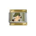 sherlock homes Gold Trim Italian Charm (9mm)