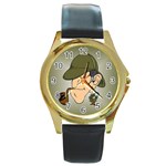 sherlock homes Round Gold Metal Watch