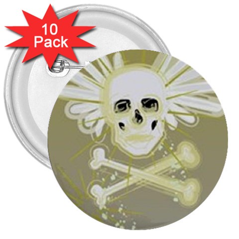 flying skull 3  Button (10 pack) from ArtsNow.com Front