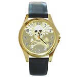 flying skull Round Gold Metal Watch