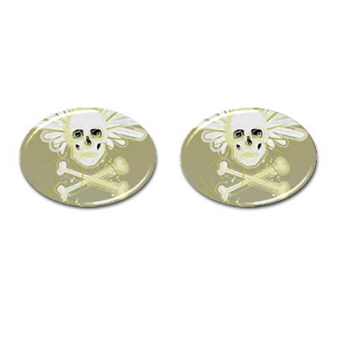 flying skull Cufflinks (Oval) from ArtsNow.com Front(Pair)