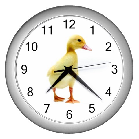 chick duck duckling Wall Clock (Silver) from ArtsNow.com Front