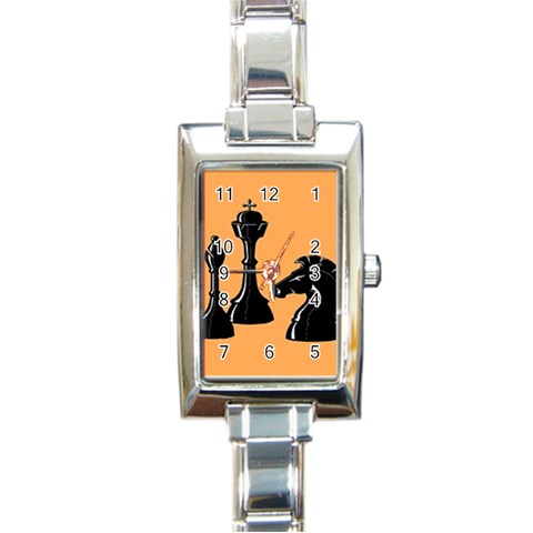 chess Rectangular Italian Charm Watch from ArtsNow.com Front