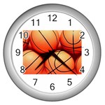 basketballs Wall Clock (Silver)