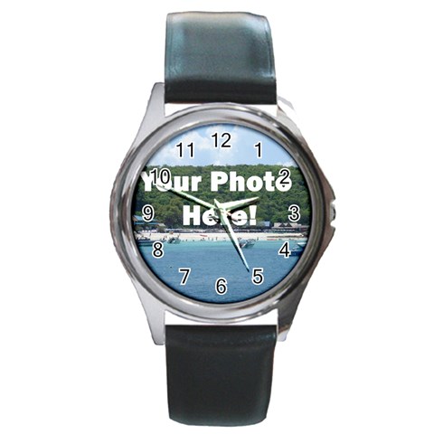 Your Photo Here copy Round Metal Watch from ArtsNow.com Front