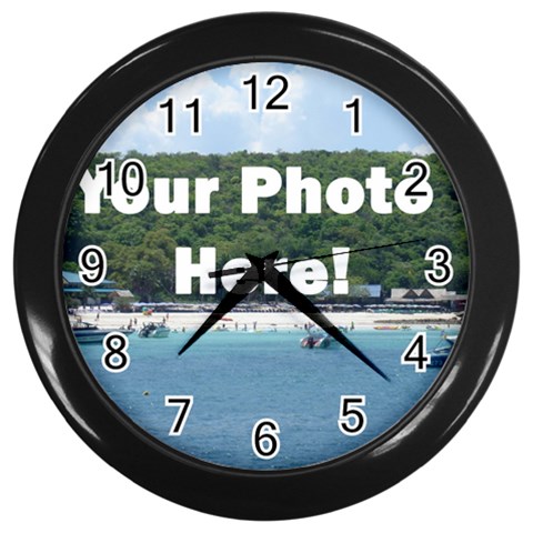 Your Photo Here copy Wall Clock (Black) from ArtsNow.com Front