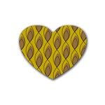 Yellow Brown Minimalist Leaves Rubber Coaster (Heart)