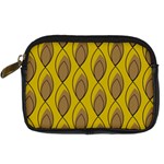 Yellow Brown Minimalist Leaves Digital Camera Leather Case