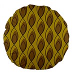 Yellow Brown Minimalist Leaves Large 18  Premium Flano Round Cushion 