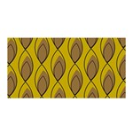 Yellow Brown Minimalist Leaves Satin Wrap 35  x 70 