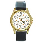 Rabbit, Lions And Nuts   Round Gold Metal Watch