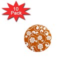 Orange Floral Walls  1  Mini Magnet (10 pack) 