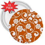 Orange Floral Walls  3  Button (10 pack)
