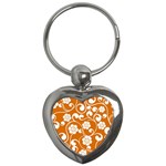 Orange Floral Walls  Key Chain (Heart)