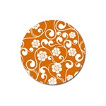 Orange Floral Walls  Magnet 3  (Round)