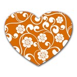 Orange Floral Walls  Heart Mousepad