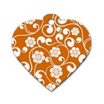 Orange Floral Walls  Dog Tag Heart (One Side)