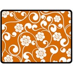 Orange Floral Walls  Fleece Blanket (Large)