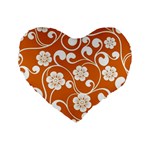 Orange Floral Walls  Standard 16  Premium Heart Shape Cushion 