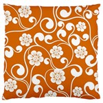 Orange Floral Walls  Large Flano Cushion Case (One Side)
