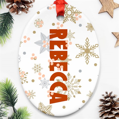 Xmas White Pattern Ornament Ornament (Oval) from ArtsNow.com Front