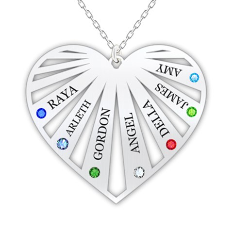 Personalized Name 7 Members Family Tree Heart Love 925 Sterling Silver Name Pendant Necklace from ArtsNow.com Front