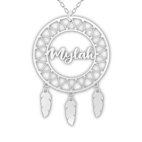 Personalized Name Dream Catcher Boho 925 Sterling Silver Name Pendant Necklace from ArtsNow.com Front