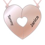 Personalized 2in1 Heart 925 Sterling Silver Pendant Necklace