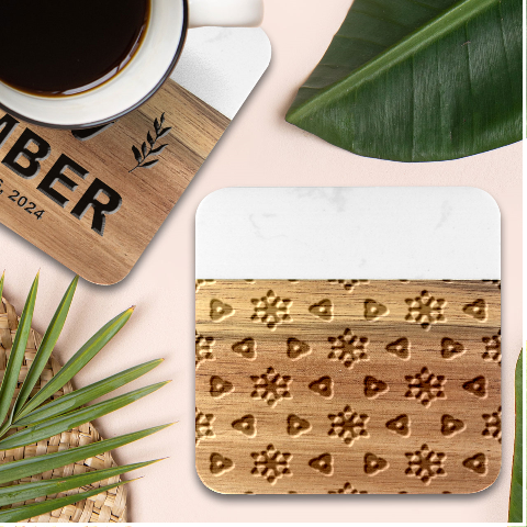 Wavey shapes pattern                                                      Marble Wood Coaster (Square) from ArtsNow.com Front