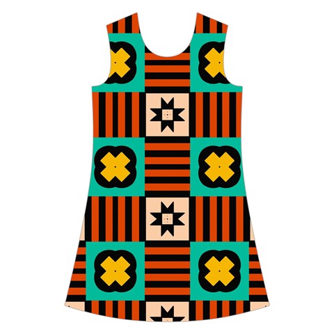 Shapes in shapes                                                                   Kids  Short Sleeve Velvet Dress from ArtsNow.com Front