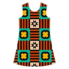 Shapes in shapes                                                                   Kids  Short Sleeve Velvet Dress from ArtsNow.com Front