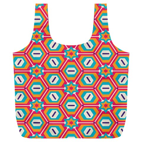 Hexagons and stars pattern                                                           Full Print Recycle Bag (XXL) from ArtsNow.com Front
