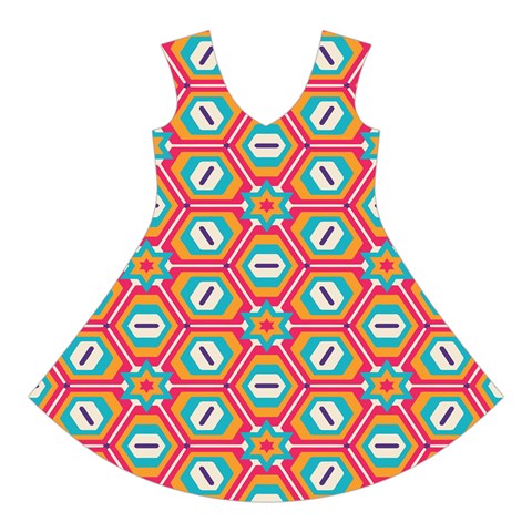 Hexagons and stars pattern                                                                    Short Sleeve V Front