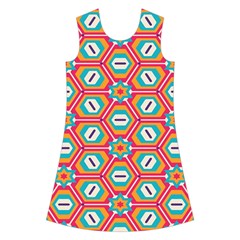Hexagons and stars pattern                                                                    Kids  Short Sleeve Velvet Dress from ArtsNow.com Front